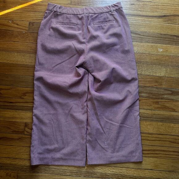 J Jill Pants Petite Houndstooth Red White Cropped Wide Leg - Picture 1 of 8